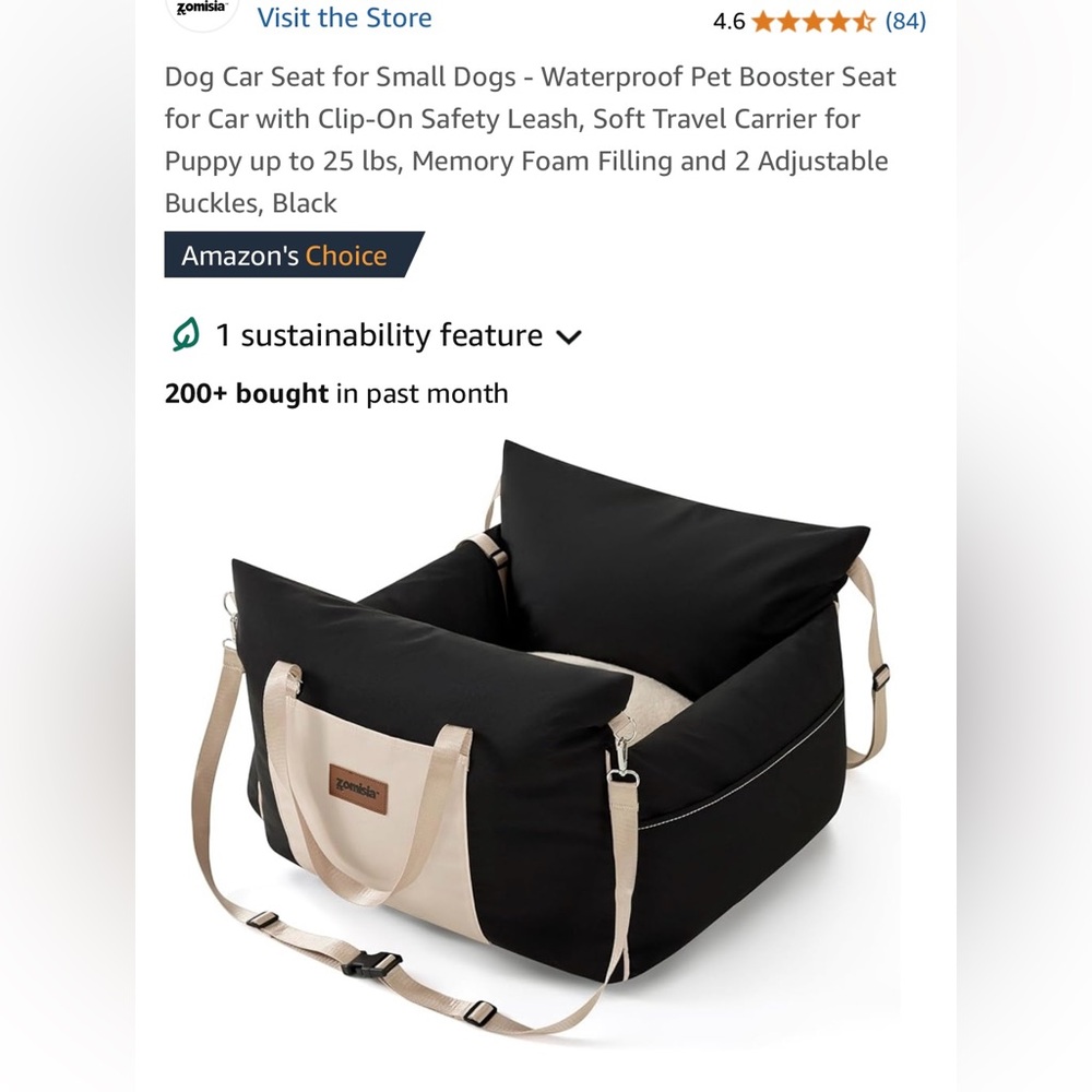 Pet car seat - up to 25lbs